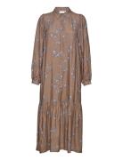 Long Dress In Graphic Flower Print Knælang Kjole Brown Coster Copenhag...