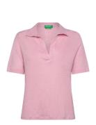 H/S Polo Shirt Tops Blouses Short-sleeved Pink United Colors Of Benett...