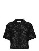 Short-Sleeved Crochet Cardigan Tops Knitwear Cardigans Black Mango