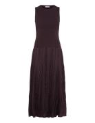 Combined-Fabric Long Dress Knælang Kjole Brown Mango