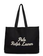 Embroidered Canvas Tote Shopper Taske Black Polo Ralph Lauren