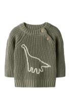 Nbmemlen Emb Ls Knit Lil Tops Knitwear Pullovers Khaki Green Lil'Ateli...