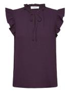 Rwkendall Sl Regular Blouse Tops Blouses Sleeveless Burgundy Rosemunde