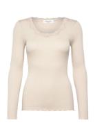 Rwbabette Silk Ls U-Neck Lace T-Shi Tops T-shirts & Tops Long-sleeved ...