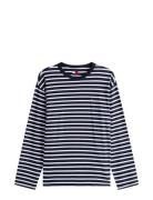 Tjm Reg Sflag Breton Stripe Ls Tops T-Langærmet Skjorte Navy Tommy Jea...