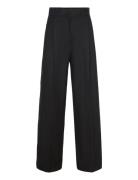 Straight-Leg Cotton Pleated Trousers Bottoms Trousers Suitpants Black ...