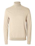 Slhberg Roll Neck Noos Tops Knitwear Turtlenecks Beige Selected