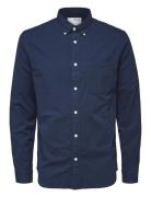 Slhregrick-Ox Shirt Ls Noos Tops Shirts Casual Navy Selected