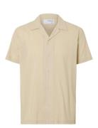 Slhregair Shirt Ss Mix G Camp Tops Shirts Short-sleeved Beige Selected