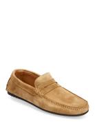 Slhsergio Suede Penny Driving Shoe Loafers Flade Sko Brown Selected