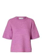 Slfmaline-Liliana 2/4 Knit O-Neck Noos Tops Knitwear Jumpers Pink Sele...