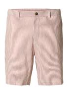 Slhregular-Karl Seersucker Shorts Bottoms Shorts Casual Red Selected