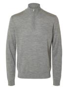 Slhtray Ls Knit Merino Half Zip Noos Tops Knitwear Half Zip Jumpers Gr...