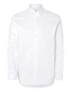 Slhslim-Performance Shirt Ls Noos Tops Shirts Business White Selected