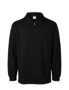 Slhrelax-Emanuel Soft Polo Zip Sweat Ex Tops Polos Long-sleeved Black ...