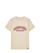 Printed Tee Thorlino Tee Tops T-Kortærmet Skjorte Cream Mads Nørgaard