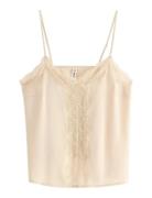 Camisole Lace Satin Top Beige Lindex