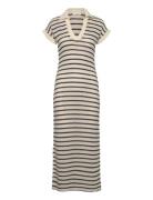 Long Striped Knitted Dress Knælang Kjole Silver Mango