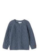 Nmmwrilla Wool Ls Knit Card Tops Knitwear Pullovers Blue Name It
