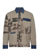 Printed & Washed Colour Block Worker Jacket Tynd Jakke Beige Scotch & ...
