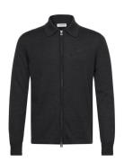 Kaleb Merino Zip Cardigan Tops Knitwear Full Zip Jumpers Grey J. Linde...