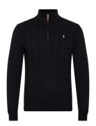 Nathan Cable Half Zip Tops Knitwear Half Zip Jumpers Navy Morris