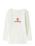 Nmfnatasja Slim Ls Top Tops T-shirts Long-sleeved T-Skjorte White Name...