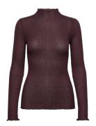 Rwbelize Silk Ls T-Neck T-Shirt Tops T-shirts & Tops Long-sleeved Brow...