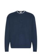 Ls Embossed Logo Crewnk Sweater Tops Knitwear Round Necks Navy Calvin ...