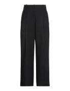 Stretch Chino W/ Pleat - Wide Le Bottoms Trousers Suitpants Black Calv...