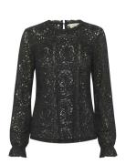 Crtiley Lace Blouse Tops Blouses Long-sleeved Black Cream