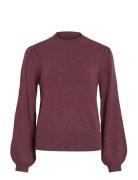 Viril Turtle-Nk Balloon L/S Top - Noos Tops Knitwear Turtleneck Burgun...