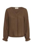 Crbetina Blouse Tops Blouses Long-sleeved Brown Cream