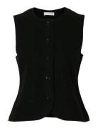Slfdarla Knit Button Vest Vests Knitted Vests Black Selected
