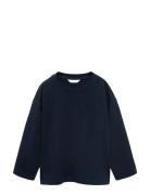 Pocket Cotton T-Shirt Tops T-shirts Long-sleeved T-Skjorte Navy Mango