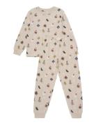 Pyjamas Set Aop Pyjamassæt Beige Minymo