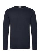 Basic O-Neck Tee L/S Tops T-Langærmet Skjorte Navy Lindbergh
