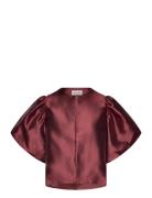 Cleo Pouf Sleeve Blouse Designers Blouses Short-sleeved Red Malina