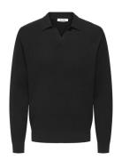 Onsphil Reg 12 Struc Split Neck Knit Tops Knitwear V-necks Black ONLY ...