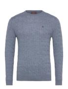 Merino Cable Ck Designers Knitwear Round Necks Grey Morris