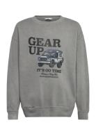 Printed Cotton Sweatshirt Tops Sweatshirts & Hoodies Sweatshirts Grey ...