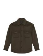 Liam Tops Overshirts Khaki Green Reiss