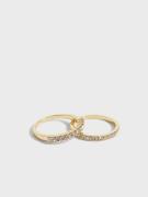 Pieces - Ringe - Gold Colour Clear Stones - Fpanie M 2-Pack Ring Plate...