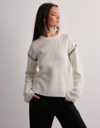 Pieces - Hvid - Pcgaia Ls O-Neck Knit D2D Jit Bc