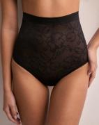 Bye Bra - Sort - Lacy High Waist Shaping Thong