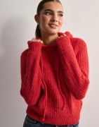 OBJECT - Rød - Objmilu Ls Re Knit Hoodie Noos