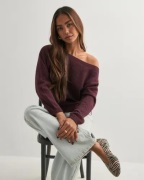 Nelly - Rød - Wide Neck Knit Sweater