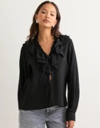 Vero Moda - Sort - Vmkausa Flounce Ls Top Wvn Ga