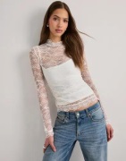 Nelly - Hvid - Lace LS Top