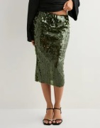 Nelly - Grøn - Sequin Mesh Midi Skirt